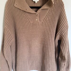 Haven Well Within Taupe Fisherman collared cotton sweater